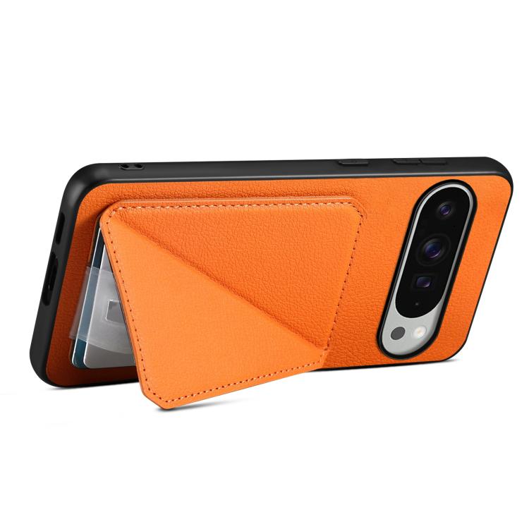 For Google Pixel 10 Pro XL D04 Calf Texture Dual Card Slot Holder Phone Case(Orange) - Google Cases by buy2fix | Online Shopping UK | buy2fix