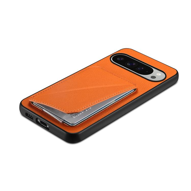 For Google Pixel 10 Pro XL D04 Calf Texture Dual Card Slot Holder Phone Case(Orange) - Google Cases by buy2fix | Online Shopping UK | buy2fix