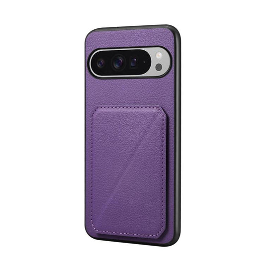 For Google Pixel 10 Pro XL D04 Calf Texture Dual Card Slot Holder Phone Case(Purple) - Google Cases by buy2fix | Online Shopping UK | buy2fix