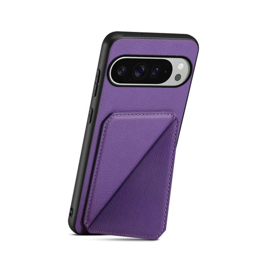 For Google Pixel 10 Pro XL D04 Calf Texture Dual Card Slot Holder Phone Case(Purple) - Google Cases by buy2fix | Online Shopping UK | buy2fix