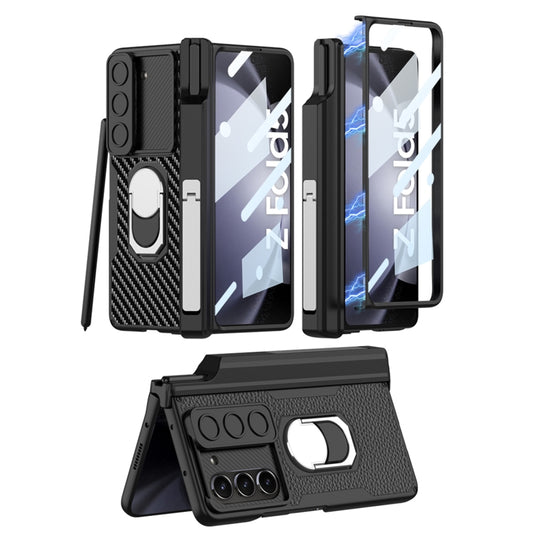 For Samsung Galaxy Z Fold5 GKK Integrated Magnetic Armor Full Coverage Phone Case(Carbon Fibre) by GKK