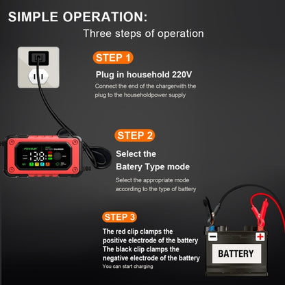 FOXSUR 7A 12V Car / Motorcycle Smart Battery Charger, Plug Type:UK Plug(Red) - Battery Charger by FOXSUR | Online Shopping UK | buy2fix