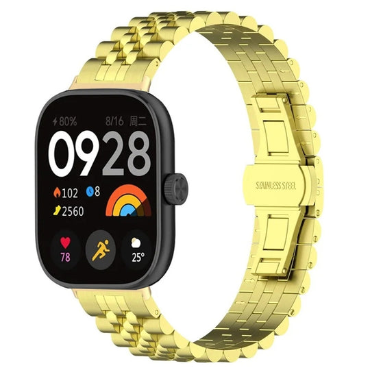 For Xiaomi Smart Band 10 Pro / 9 Pro Five-bead Butterfly Buckle Metal Watch Band(Gold)