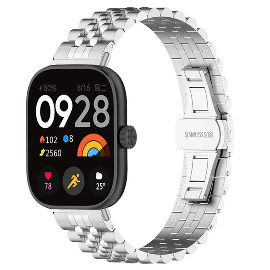 For Xiaomi Smart Band 10 Pro / 9 Pro Five-bead Butterfly Buckle Metal Watch Band(Silver)