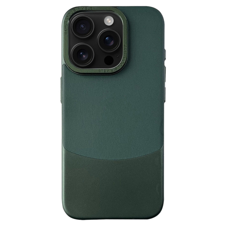 For iPhone 16 Pro Max Napa Texture PC + Leather Phone Case(Dark Green) - iPhone 16 Pro Max Cases by buy2fix | Online Shopping UK | buy2fix