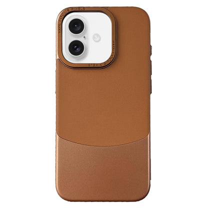 For iPhone 16 Plus Napa Texture PC + Leather Phone Case(Brown) - iPhone 16 Plus Cases by buy2fix | Online Shopping UK | buy2fix