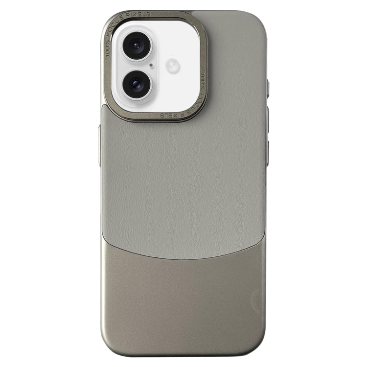 For iPhone 16 Napa Texture PC + Leather Phone Case(Grey) by buy2fix