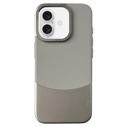 For iPhone 16 Napa Texture PC + Leather Phone Case(Grey) by buy2fix