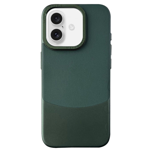 For iPhone 16 Napa Texture PC + Leather Phone Case(Dark Green) by buy2fix