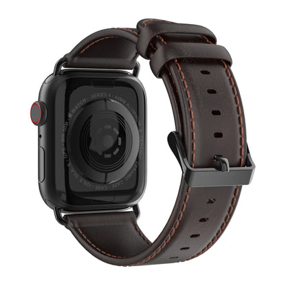 For Apple Watch Series 9 41mm DUX DUCIS Business Genuine Leather Watch Strap(Coffee) - Watch Bands by DUX DUCIS | Online Shopping UK | buy2fix