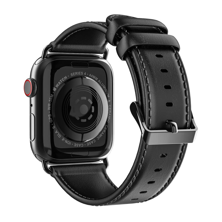 For Apple Watch Series 6 40mm DUX DUCIS Business Genuine Leather Watch Strap(Black) - Watch Bands by DUX DUCIS | Online Shopping UK | buy2fix