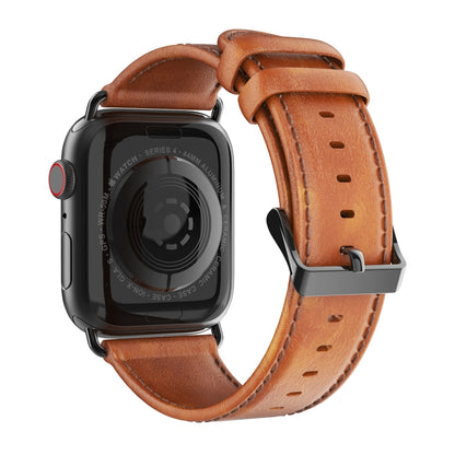 For Apple Watch Series 4 40mm DUX DUCIS Business Genuine Leather Watch Strap(Khaki) - Watch Bands by DUX DUCIS | Online Shopping UK | buy2fix