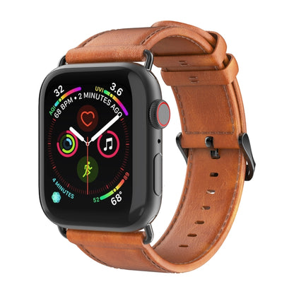 For Apple Watch Series 3 38mm DUX DUCIS Business Genuine Leather Watch Strap(Khaki) - Watch Bands by DUX DUCIS | Online Shopping UK | buy2fix