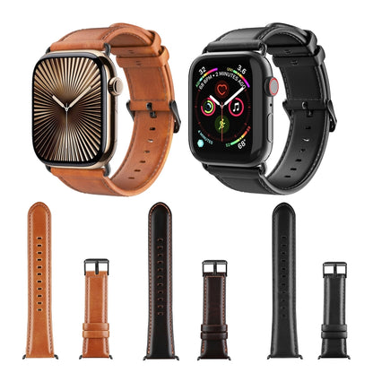 For Apple Watch Series 6 40mm DUX DUCIS Business Genuine Leather Watch Strap(Black) - Watch Bands by DUX DUCIS | Online Shopping UK | buy2fix