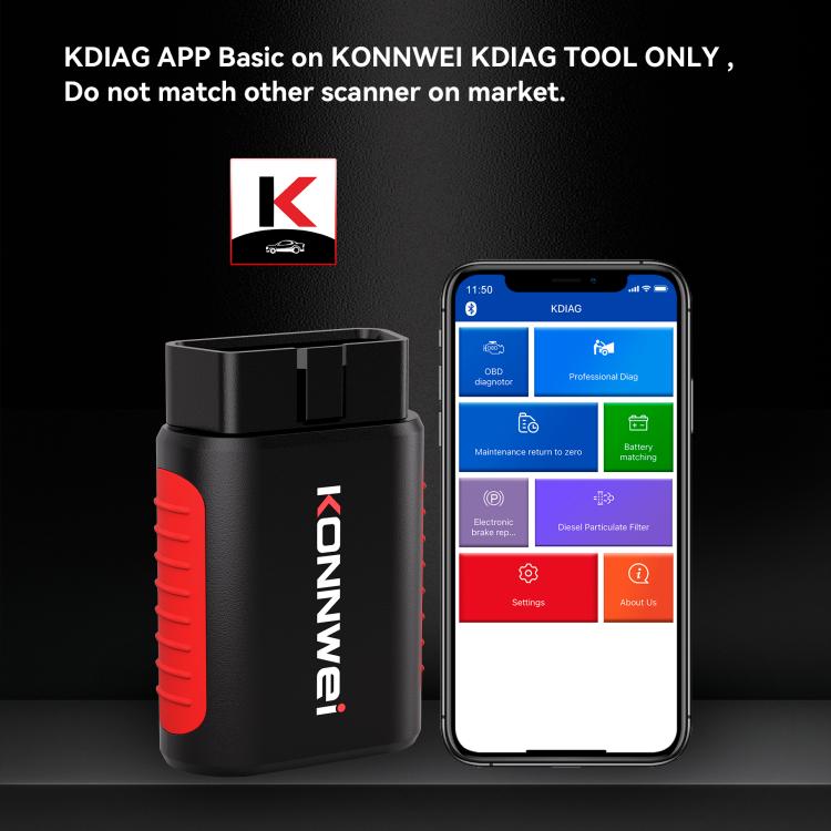 KONNWEI K DIAG Car OBDII Full System Diagnostic Scanner(Black Red) by KONNWEI