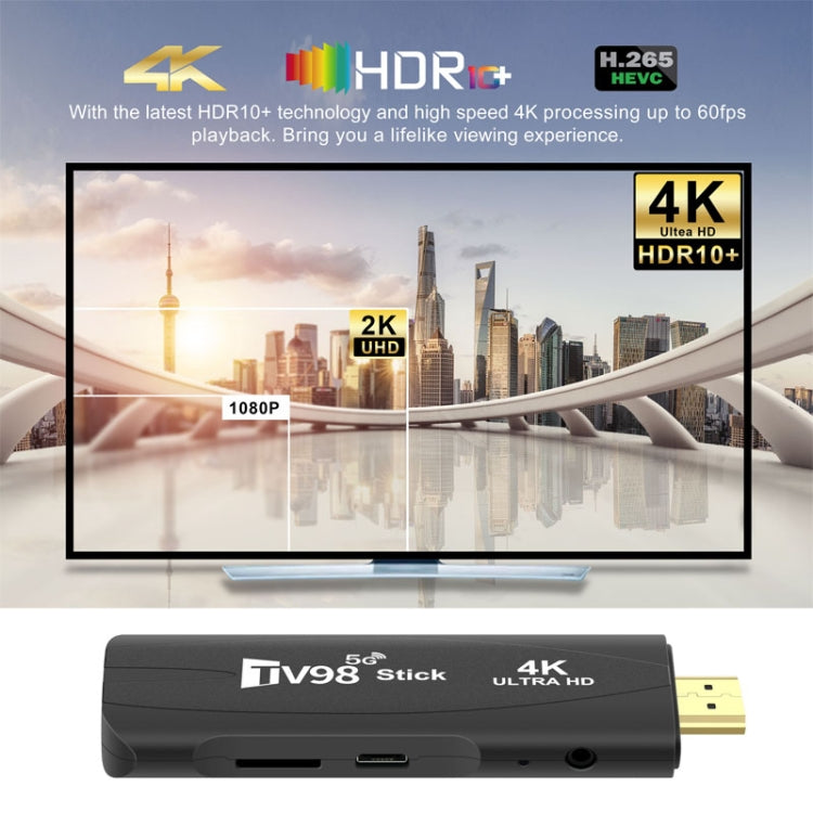 TV98 Rockchip 3228A Quad Core 4K HD Bluetooth Android TV Stick, RAM:4GB+32GB(EU Plug) - Android TV Sticks by buy2fix | Online Shopping UK | buy2fix