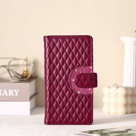 For Google Pixel 9 Pro XL Glitter Lattice Zipper Wallet Leather Phone Case(Wine Red) by buy2fix