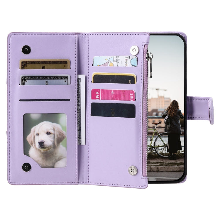 For Google Pixel 9 / 9 Pro Glitter Lattice Zipper Wallet Leather Phone Case(Purple) - Google Cases by buy2fix | Online Shopping UK | buy2fix