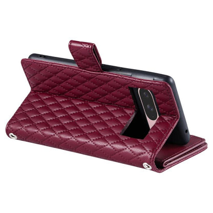 For Google Pixel 10 / 10 Pro Glitter Lattice Zipper Wallet Leather Phone Case(Wine Red) - Google Cases by buy2fix | Online Shopping UK | buy2fix