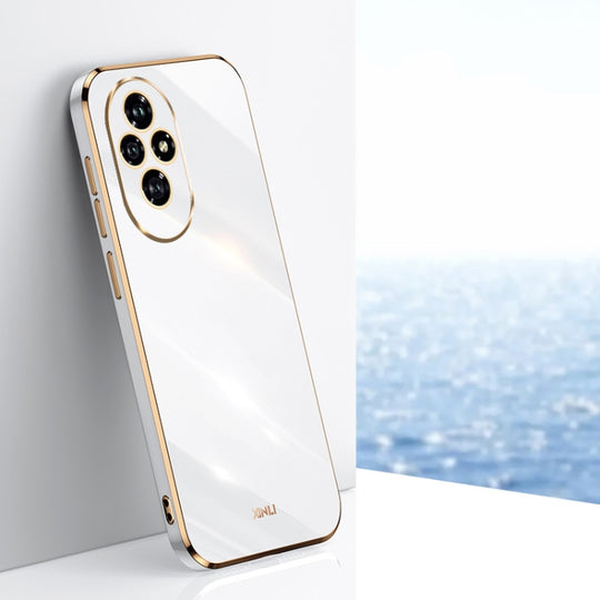 For Honor 200 XINLI Straight 6D Plating Gold Edge TPU Phone Case(White)