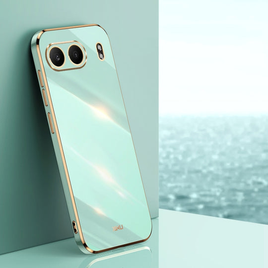 For OnePlus Nord 4 XINLI Straight 6D Plating Gold Edge TPU Phone Case(Mint Green)