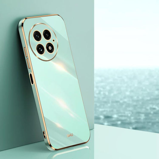 For OnePlus 13 XINLI Straight 6D Plating Gold Edge TPU Phone Case(Mint Green) by XINLI