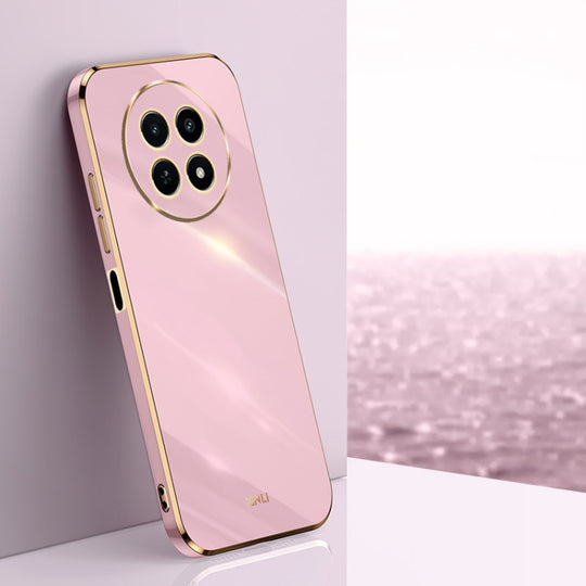 For Realme 12 5G XINLI Straight Edge 6D Electroplate TPU Phone Case(Cherry Purple)