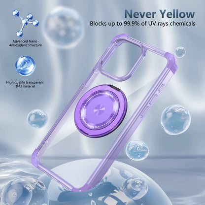 For iPhone 14 Pro Max Gold Shield CD Pattern MagSafe Magnetic Phone Case with Rotating Stand(Transparent Purple) - iPhone 14 Pro Max Cases by buy2fix | Online Shopping UK | buy2fix