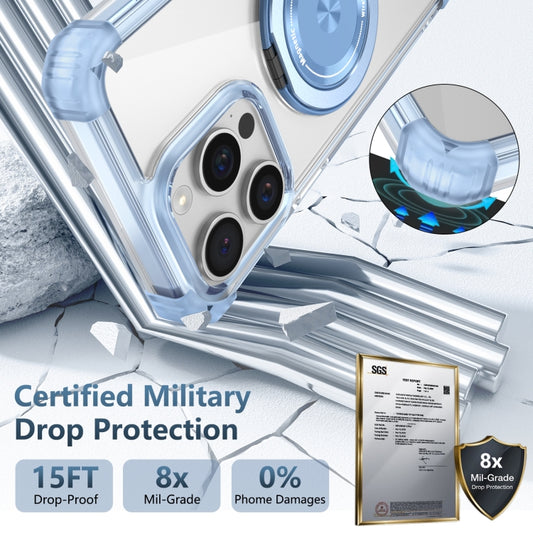 For iPhone 12 Pro Max Gold Shield CD Pattern MagSafe Magnetic Phone Case with Rotating Stand(Transparent Blue) by buy2fix