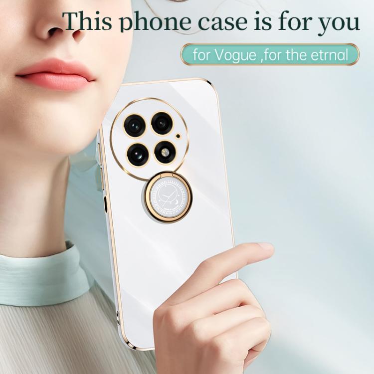 For OnePlus 13 XINLI Straight Edge 6D Electroplate TPU Phone Case with Ring Holder(Mint Green) by XINLI