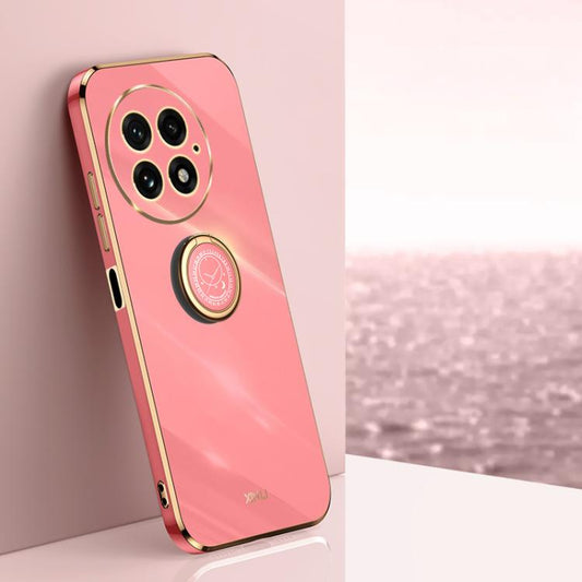 For OnePlus 13 XINLI Straight Edge 6D Electroplate TPU Phone Case with Ring Holder(Hawthorn Red) by XINLI