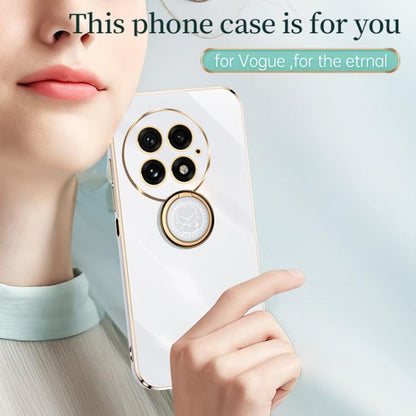 For OnePlus 13 XINLI Straight Edge 6D Electroplate TPU Phone Case with Ring Holder(Cherry Purple) by XINLI