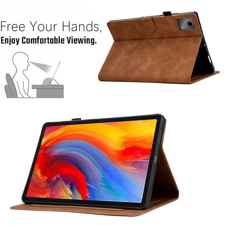 For Lenovo Tab M11 / Xiaoxin Pad 11 2024 Tower Embossed Leather Smart Tablet Case(Brown) - Lenovo by buy2fix | Online Shopping UK | buy2fix