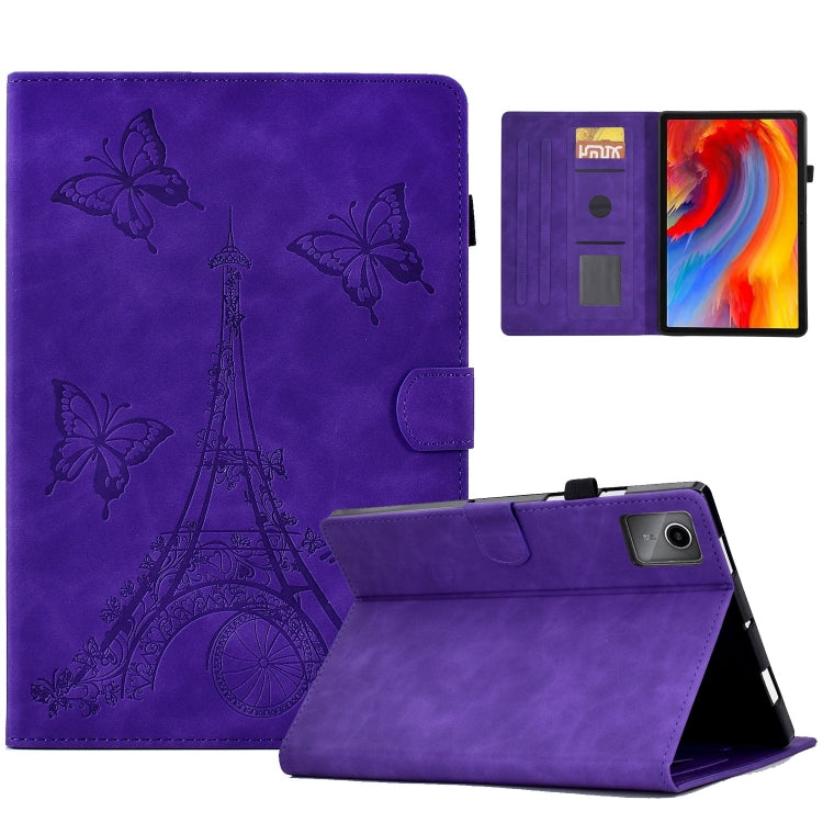 For Lenovo Tab M11 / Xiaoxin Pad 11 2024 Tower Embossed Leather Smart Tablet Case(Purple) - Lenovo by buy2fix | Online Shopping UK | buy2fix