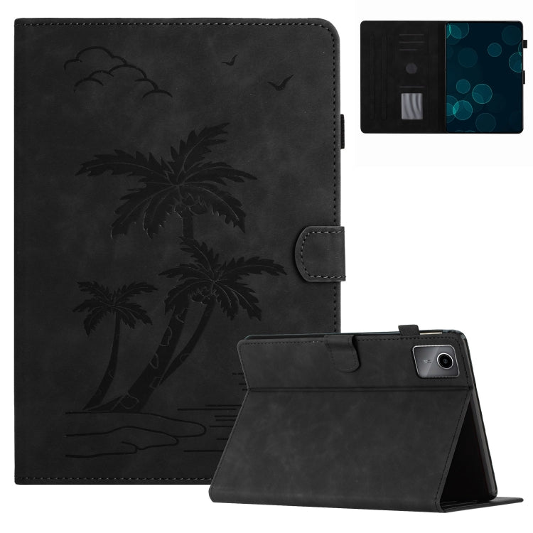 For Lenovo Tab M11/Xiaoxin Pad 11 2024 Coconut Tree Embossed Smart Leather Tablet Case(Black) - Lenovo by buy2fix | Online Shopping UK | buy2fix