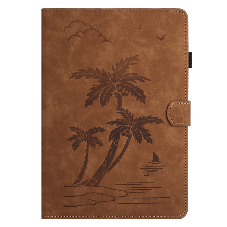 For Lenovo Tab M11/Xiaoxin Pad 11 2024 Coconut Tree Embossed Smart Leather Tablet Case(Brown) - Lenovo by buy2fix | Online Shopping UK | buy2fix