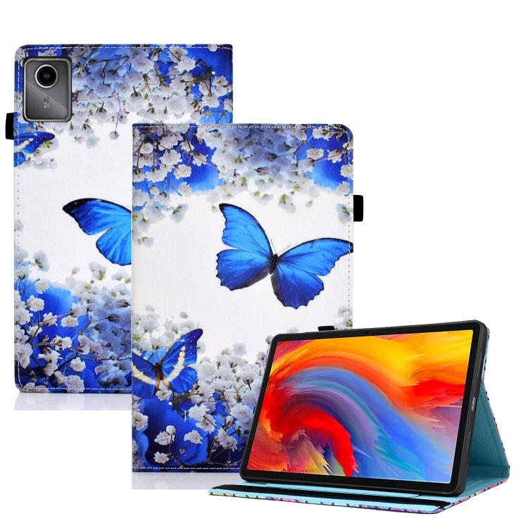 For Lenovo Tab M11 / Xiaoxin Pad 11 2024 Colored Drawing Stitching Elastic Band Smart Leather Tablet Case(Flower Butterfly) - Lenovo by buy2fix | Online Shopping UK | buy2fix