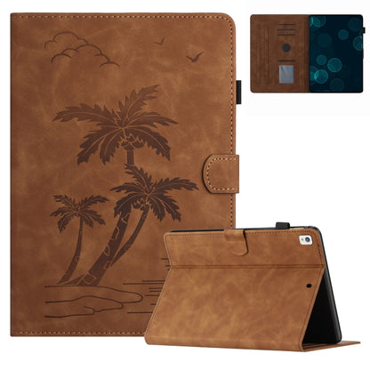 For iPad 10.2 2019/2020/10.5 2017/2019 Coconut Tree Embossed Smart Leather Tablet Case(Brown) - iPad Pro 10.5 inch Cases by buy2fix | Online Shopping UK | buy2fix