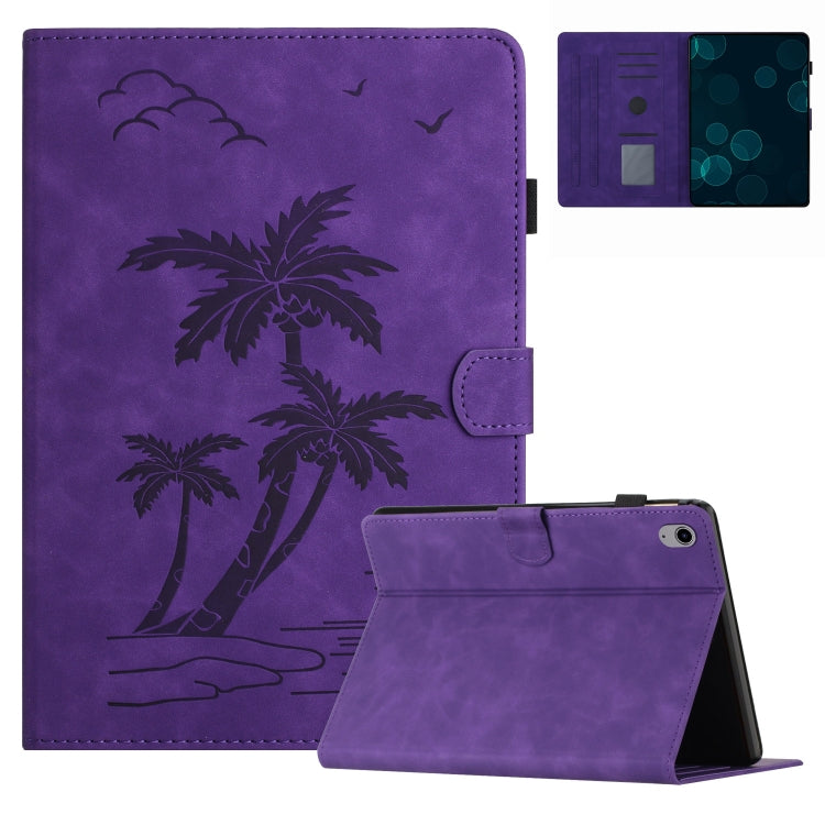 For iPad 2025 / 2022 Coconut Tree Embossed Smart Leather Tablet Case(Purple) - iPad 2025 / 2022 Cases by buy2fix | Online Shopping UK | buy2fix