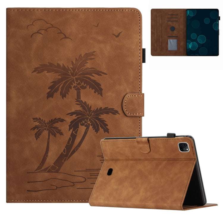 For iPad Pro 11 2018/Air4 10.9/Air5 Coconut Tree Embossed Smart Leather Tablet Case(Brown) - More iPad Cases by buy2fix | Online Shopping UK | buy2fix