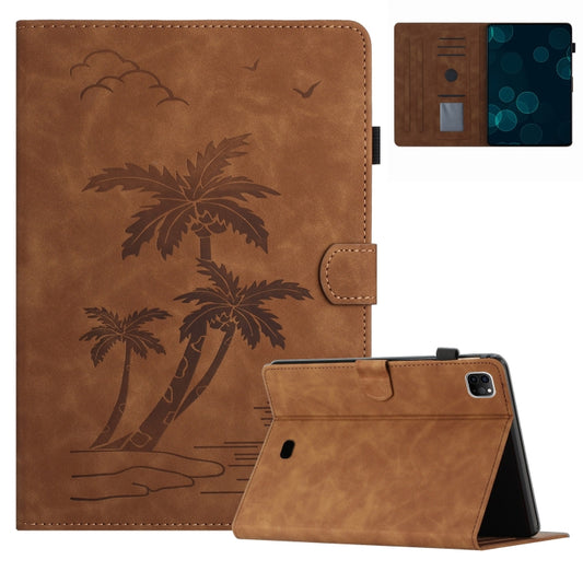 For iPad Pro 11 2018/Air4 10.9/Air5 Coconut Tree Embossed Smart Leather Tablet Case(Brown) - More iPad Cases by buy2fix | Online Shopping UK | buy2fix