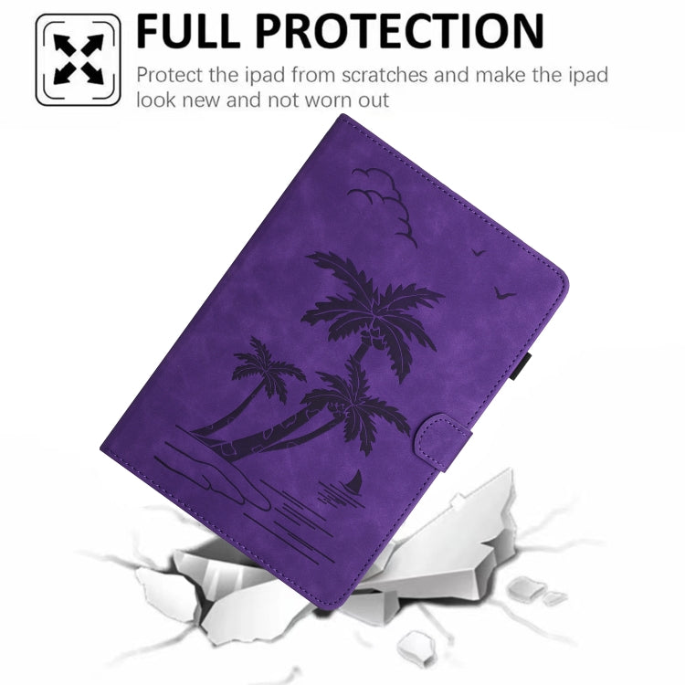 For iPad Pro 11 2018/Air4 10.9/Air5 Coconut Tree Embossed Smart Leather Tablet Case(Purple) - More iPad Cases by buy2fix | Online Shopping UK | buy2fix
