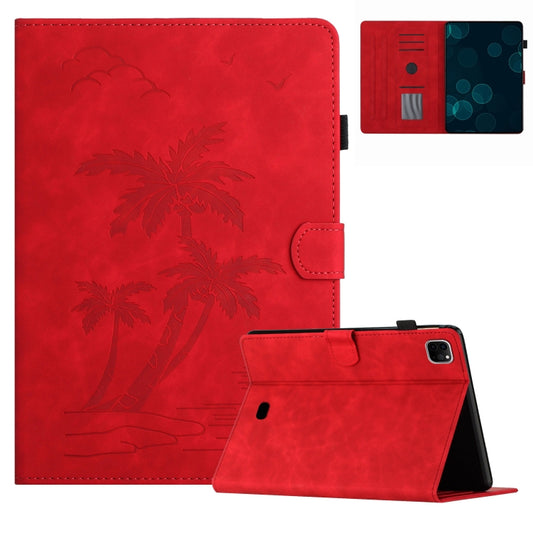 For iPad Pro 11 2024 Coconut Tree Embossed Smart Leather Tablet Case(Red) - iPad Pro 11 2024 Cases by buy2fix | Online Shopping UK | buy2fix