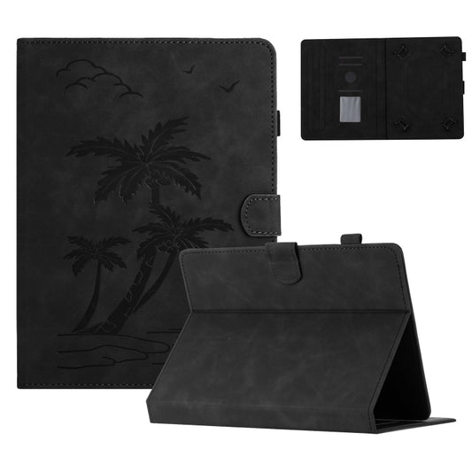 For 7 inch Universal Coconut Tree Embossed Leather Tablet Case(Black) - 7 inch by buy2fix | Online Shopping UK | buy2fix