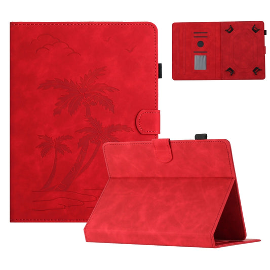 For 7 inch Universal Coconut Tree Embossed Leather Tablet Case(Red) - 7 inch by buy2fix | Online Shopping UK | buy2fix