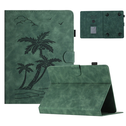 For 7 inch Universal Coconut Tree Embossed Leather Tablet Case(Green) - 7 inch by buy2fix | Online Shopping UK | buy2fix