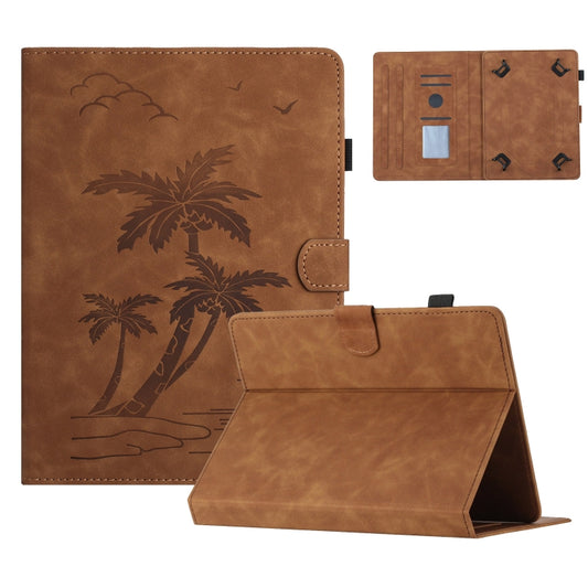 For 8 inch Universal Coconut Tree Embossed Leather Tablet Case(Brown) - 8 inch by buy2fix | Online Shopping UK | buy2fix