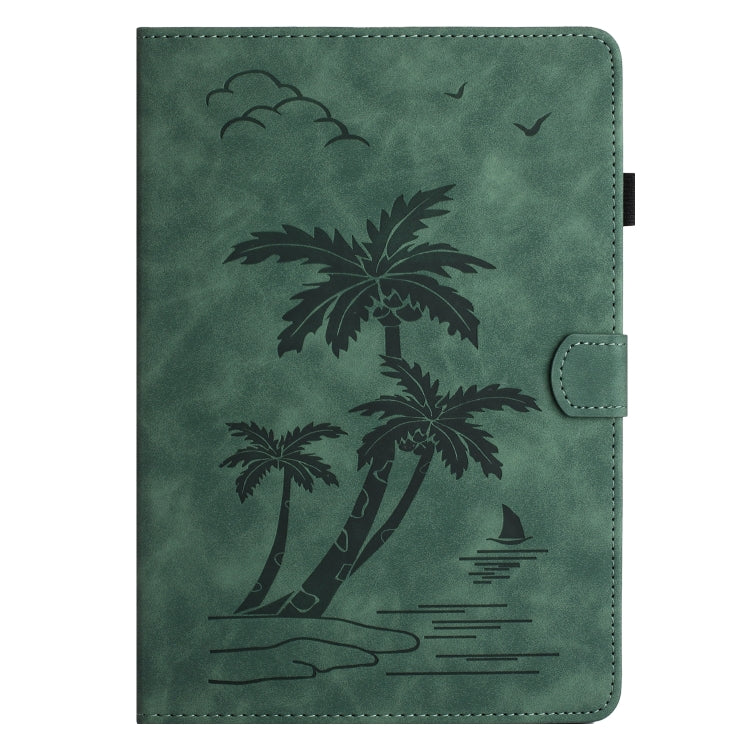 For 10 inch Universal Coconut Tree Embossed Leather Tablet Case(Green) - 10 - 11 inch by buy2fix | Online Shopping UK | buy2fix