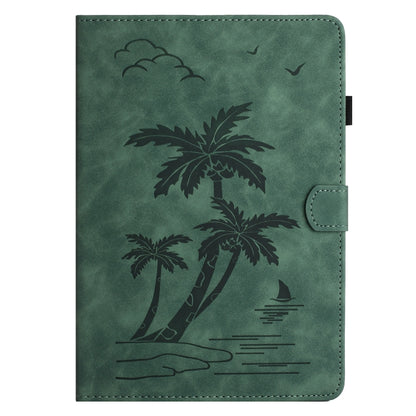 For 10 inch Universal Coconut Tree Embossed Leather Tablet Case(Green) - 10 - 11 inch by buy2fix | Online Shopping UK | buy2fix