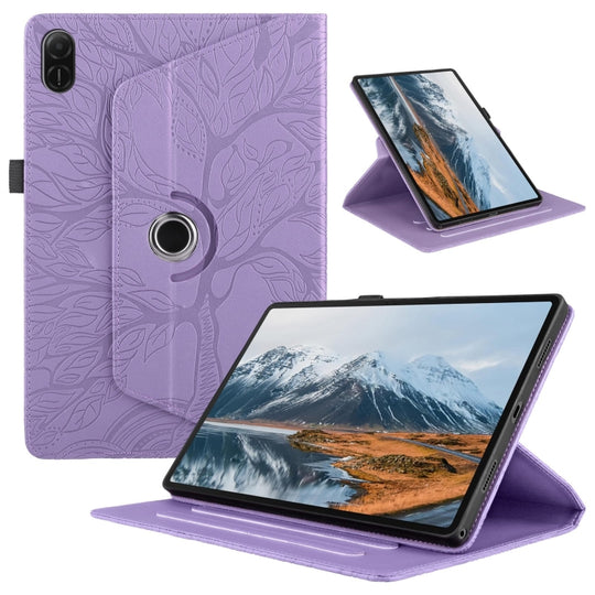 For Honor Pad X8a Tree Life Embossed Rotation Leather Tablet Case(Purple)
